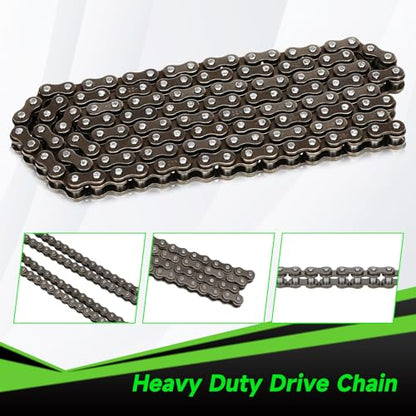 25H Chain 132 Link 13 Tooth Sprocket Compatible with Razor MX650 MX500 RSF650 SX500 Mcgrath Electric Dirt Bike MY1020 Motor Mini Pit Bike Rocket Scooter Motocross Parts with Chain Tensioner - color: Silver