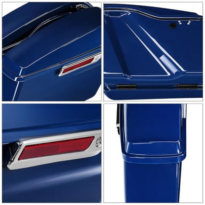 HR3 Bright Billiard Blue Hard Saddlebags Compatible with 2023 Road King Special FLHRXS Fit for 2014-2023 Harley Touring Road King Road Glide Street Glide Electra Glide - color: Bright Billiard Blue