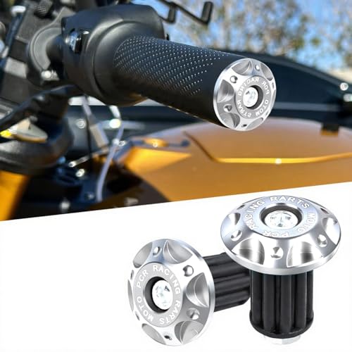 Wuyaoyao 2PCS Motorcycle Bar End Plugs, Aluminum Bar Ends Replacement, Bike Handlebar End Caps, Decorative Handlebar Grip Plugs Universal for Motorcycle, Mountain & Road Bike, MTB, BMX (Silver) - color: Silver
