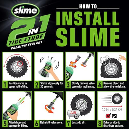 Slime 10193 Tire and Tube Sealant Puncture Repair Sealant, 2-in-1, Premium, Prevent and Repair, Suitable for Non-Highway Tires and Tubes, Non-Toxic, Eco-Friendly, 16oz Bottle - style: 16 oz