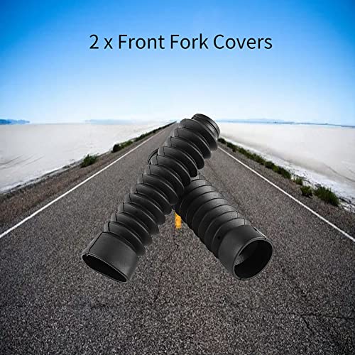 KIMISS Front Fork Cover, 205x42mm Motorcycle Front Fork Cover Gaiters Boots Shock Damping Dust Cover(Black) - color: Black