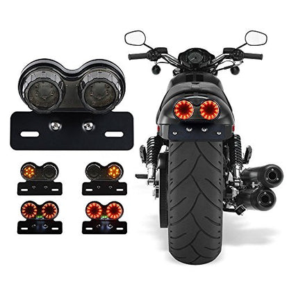 ANKIA 40-LED 40W Motorcycle Tail Light Integrated Running Lamp Brake&Turn Signal Light with License Plate Bracket for Harly Motorcycle Street Bike Cruiser Chopper (Black) - color: Black