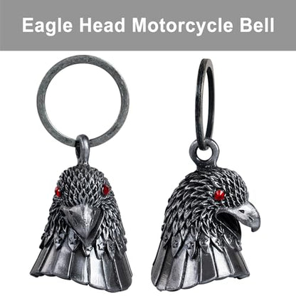 Dream Apparel Motorcycle Bell Guardian Angel Drive Away Gremlin, Biker Bell for Men Women Rider Riding, Good Luck Gift - color: Eagle Head With Red Eyes