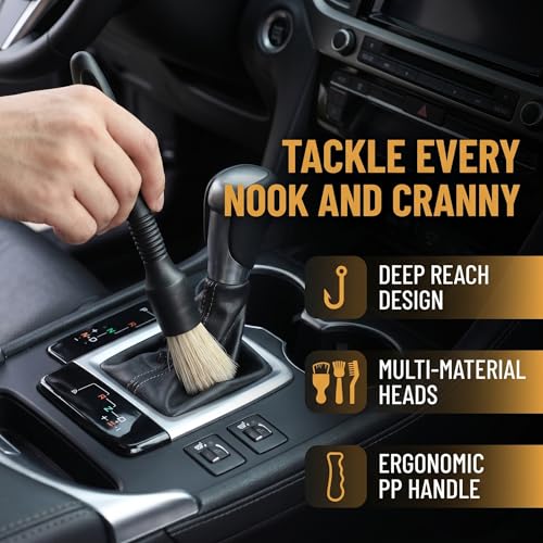 8 PCS Car Detailing Brush Set for Cleaning Interior or Exterior, Dusting Cleaning Supplies, Tool for Emblem, Air Vents, Wheels, Leather Upholstery Seat
