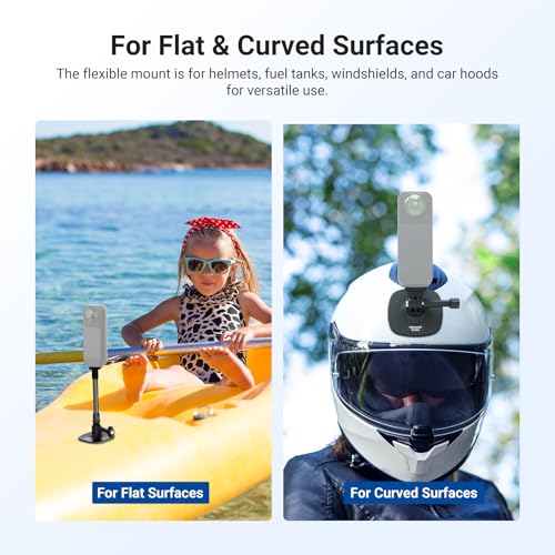 NEEWER Flexible Helmet Mount with Extension Pole Compatible with Insta 360 GoPro DJI, Adhesive Action Camera Holder Base Adapter for POV Video Recording Live Streaming, for 1/4" Accessories, AC060 - style: AC060