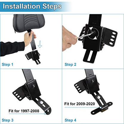 Motorcycle Adjustable Plug-in Driver Backrest Compatible with for 1997-2024 Harley Touring Road King Street Glide Road Glide Electra Glide Black Detachable Rider Backrest - size: D Style