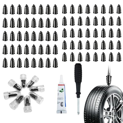 80Pcs Tire Repair Screws: Tire Repair Rubber Nail Kit with Tire Glue, Tire Plug Kit are Suitable for Quickly Repairing Punctures in Car, Motorcycle, and SUV Tires - color: 80 Pcs