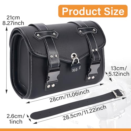 Fully Upgraded Motorcycle Bag With Password Lock,Anti-Theft,Thickened Pu Leather,Multi-Purpose Tail Bag/Motorcycle Tool Bag/Saddle Bag,Universal Black - color: Black