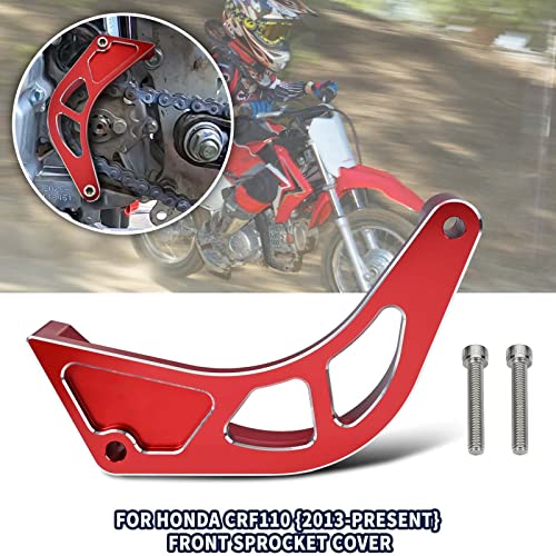Canitu Red Front Sprocket Cover Guard,Motorcycle Aluminum Chain Guard Sprocket Engine Drive Cover Case Saver Protector Engine Case Protection for Honda CRF110 2013-2024 - color: Red
