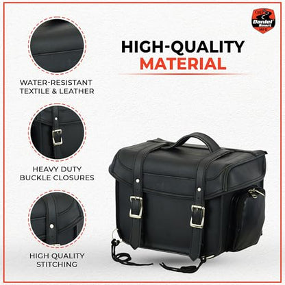 Daniel Smart Cooler Insert Motorcycle Sissy Bar Bag - Insulated Saddle Bag Cooler - Hard Liner Small Biker Luggage Bag, Black