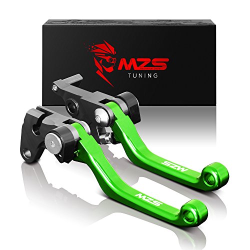 MZS Dirt Bike Brake Clutch Levers, Pivot Adjustable CNC Green Compatible with KX65 2000-2026 / KX85 2001-2025 / KX100 2001-2021 / KX125 2000-2005 / KX250 2000-2004 / KX250F 2004 - color: Green, size: KX65/KX85/KX100/KX125/KX250