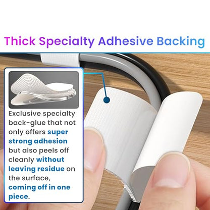 LX IntMfr. Hook and Loop Cable Ties, Self Adhesive Hook and Loop Cable Straps, Sticky-back Cord Organizer, Cable Clip, Household & Office Essentials, 40Pcs per Pack