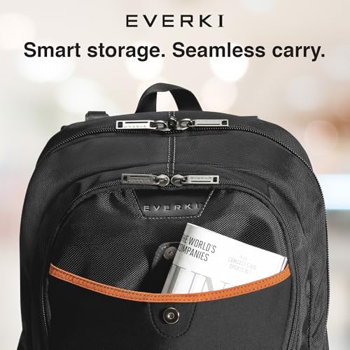 EVERKI Glide 26.5L Laptop Backpack – Reflective Strips for Motorcycle, Business Travel Backpack Carry On Flight Approved with Laptop Compartment & Corner Protection, Fits Laptops up to 17.3" - Black - size: 26.5 Liters