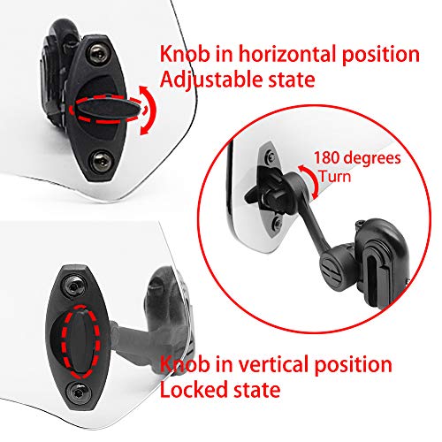 Motoparty Motorcycle Adjustable Windshield Extension - Universal Clip-on windscreen for Kawasaki Yamaha BMW Buell Ducati