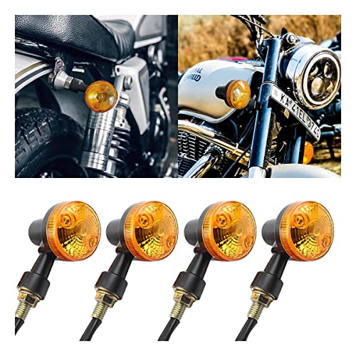 Motorcycle Round Turn Signal Lights, 4PCS 12V LED Bulbs Blinker Direction Indicator Lamp, Universal for Honda Shadow Suzuki Kawasaki Harley Yamaha (Black/4PCS) - size: Black/4PCS