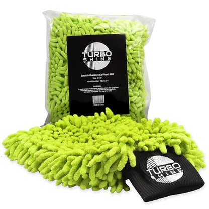Microfiber Car Wash Mitt, Chenille Noodle Glove for Cars, Trucks, RVs, and Boats, Scratch-Free, Machine Washable, Reusable (1, Lime Green) - color: Lime Green