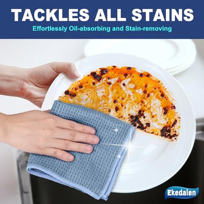 Microfiber Cleaning Cloth Waffle Weave for Dusting Absorbent Towel Quick Drying Dust Rags Household Kitchen, Lint Free Streak Free, 6 Pack,12 x 12 Inches, Blue - color: Blue, 12 X 12 Inch