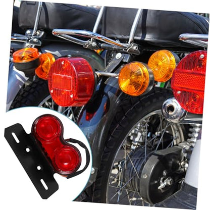 POPETPOP LED Motorcycle Tail Light Brake Lamp Red Cover Aluminum Alloy Rear Indicator Brake Warning Light Compact for Motorbike Accessories