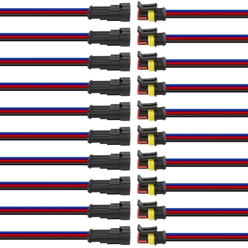 10Pcs 3 Pin Connector, 16AWG Car Waterproof Electrical Connector, Quick Disconnect Play, 3 Wire Waterproof Connector for Automobiles, Trucks, Boats, Motorcycles and Other Electrical Connections - color: 3pin, size: 10pack