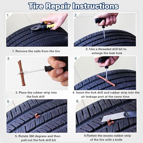 Tire Repair Nail Vacuum Tire Repair Kits Tire Screws Plug Fast Tool Self-Service Suitable for Car Motorcycle Jeep Tire Puncture Repair (50Pcs) - color: 50Pcs