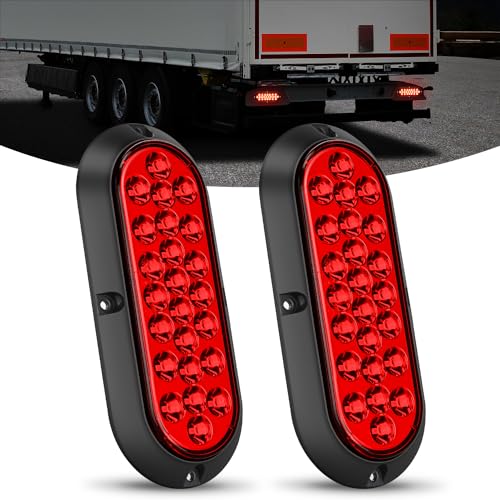 Nilight 6Inch Oval Tail Light 2PCS Red 24LED Running Stop Brake Turn Surface Mount Marker Light Sealed IP67 Waterproof Taillight for 12V RV Camper Caravan Truck Trailer Bus - color: Red 24LED Lights Screws 2Pcs