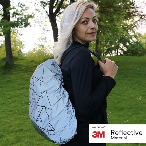 Salzmann Reflective Backpack Cover | Waterproof Hi-Vis | Silver | Made with 3M Scotchlite | High Visibility, Weatherproof Cover | For Cycling & Outdoor Activities - size: Silver Triangle (Standard)