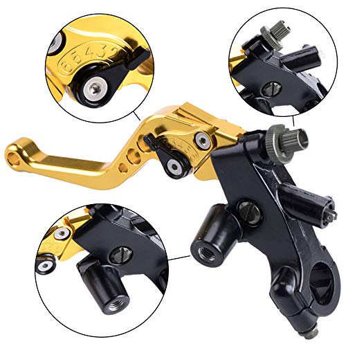 Universal Motorcycle 7/8" 22mm Handlebar Brake Master Cylinder Clutch Lever CNC Left & Right Set Compatible with Harley Honda Kawasaki Suzuki Yamaha（ Piston Diameter 12.7mm (Gold) - color: Gold