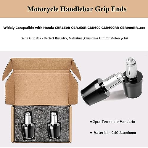 2pcs Motocycle Handlebar Grip Ends 7/8" 22mm for H-onda CBR60F CBR125R CBR150R CBR250R CBR400 NC23 NC29 CBR600 F2 F3 F4 F4i CBR600RR CBR900RR CBR954RR CBR1000RR (Black) - color: Grip End - Black