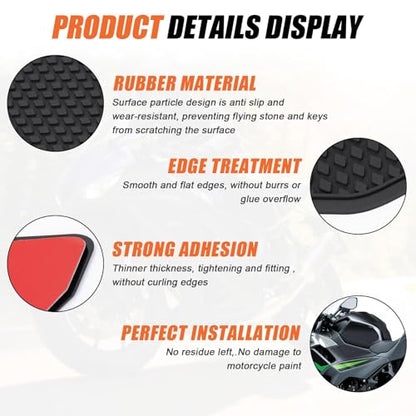 Fuel Tank Pads for Ninja 500 Z500 Ninja 400 with Strong Adhesive - Motorcycle Anti-Slip Fuel Tank Pad Tank Protectors for Ninja 500 Ninja 500 SE Z500 Ninja 400 Z400 2018-2025