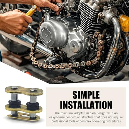 Downhill 4 PCS 520 Chain Master Link, Metal Chain Connecting Links with O-Ring, Heavy Duty Masterlink Connector Replacement, Universal for Motorcycle, Dirt Bike (Gold)
