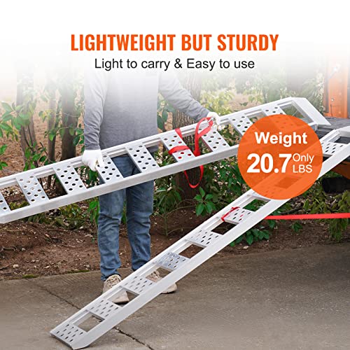 VEVOR Aluminum Ramps, 1250lbs, Straight Ramp with Treads and Load Straps, Portable Loading Ramp for Motorcycles, ATVs, Trucks, Lawn Mower, Dirt Bike, Garden Tractor, 78" L x 12" W, 2Pcs - size: 1250lbs