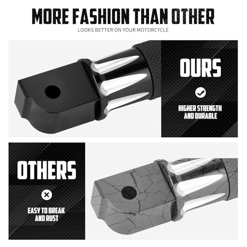 Motorcycle Passenger Foot Pegs Rear Footrest Fit for Softail Breakout 114 FXBR Deluxe FLFB Low Rider FXLR Street Bob FXBB FXDR LiveWire (Black) - color: Black