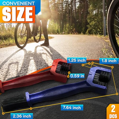 2 Pcs Motorcycle Chain Brush Set – O-Ring Safe, 3-Sided PP Chain Cleaning Brush, Reinforced PP Handle, Dual-Sided Sprocket & Drivetrain Tool, No Removal Needed – Dirt Bike, MTB, Road Bike, ATV - style: Bike Chain Cleaner Brush Set