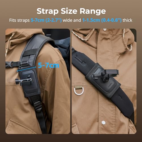 SMALLRIG Backpack Strap Mount for DJI Osmo Pocket 4 3/Action 6/5 Pro/4/Nano, for GoPro Hero 13/12/11, for Insta360 X5/4/3/Ace Pro 2, with Ball Head Action Cam Adapter Base - 6051 - style: Strap Mount (for Pocket 4/3)