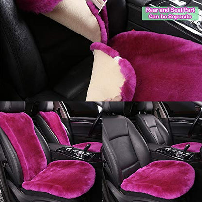OGLAND 2 Pack FuzzySheepskin Car Driver Seat Covers, Shearling Fluffy Genuine Wool Seat Cushions for Auto Interior Accessories with Soft Fuzzy Natural Fur Non-Slip(Misty Gray) - color: Misty Gray