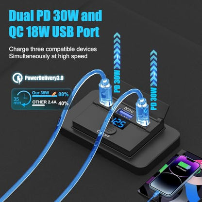 2 Pack 3 Port 12V USB Outlet Surface Mount Lightweight with Voltmeter, Dual USB C 30W and QC 18W Car USB Port 12 Volt Cigarette Lighter Replacement Charger Socket Panel with Button Switch for RV Bus - color: 2 pack