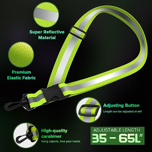 Reflective Sash for Night Walking, High Visibility Running Safety Gear with 2Pcs Reflective Armbands, Adjustable Cross-Body Reflective Belt for Men Women Kids, Essential Gear for Jogging Dog Walking