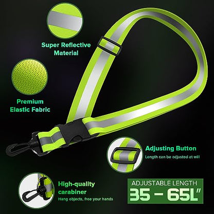 Reflective Sash for Night Walking, High Visibility Running Safety Gear with 2Pcs Reflective Armbands, Adjustable Cross-Body Reflective Belt for Men Women Kids, Essential Gear for Jogging Dog Walking