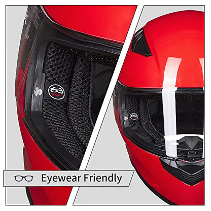 ILM Motorcycle Helmet Motocross Full Face Ultra Large Pinlock Insert Anti-Fog Visor ATV Casco Snowmobile for Men Women DOT - color: Red
