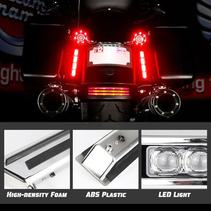Motorcycle Rear Saddlebag Accent LED Light Insert Filler Support Compatible with Harley Touring Road King Ultra Limited Street Road Electra Glide 2014-2024 (Silver) - color: Silver
