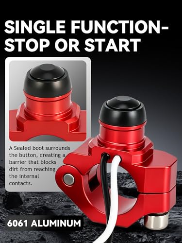 JFG RACING Dirt Bike Engine Stop Start Kill Switch Button CNC with Clampable Mounting Backplate Universal for XR CRF 50 70 100 110 150 250 Dirt Pit Bike MX Motocross Supermoto Racing ATV Quad - Red - color: Red, size: Large