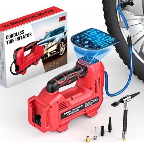 160PSI Cordless Tire Inflator Air Compressor Compatible With Milwaukee 18V Battery, LIVOWALNY Portable Handheld Air Pump with Digital Pressure Gauge for Cars Motorcycles Bikes Sport Balls (Tool Only) - style: 160PSI Compatible With Milwaukee 18V Battery
