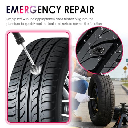 Salior 60PCS Tire Repair Rubber Nail Kit,2026 New Tire Repair Kit with 4 Sizes for Tubeless Tires Puncture,Screw in Tires Repairs Plugs as Emergency Roadside Fix for Car/Motorcycle