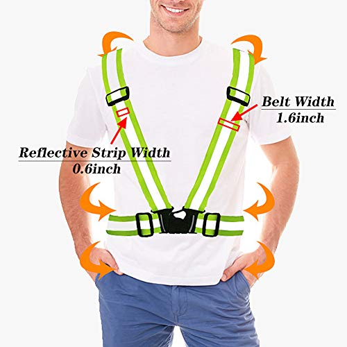 Safety Reflective Vest 5pcs, Adjustable Reflective Vest, High Visibility Provides Absolute Security, Suitable for Running, Cycling, Motorcycle, Green - color: Green