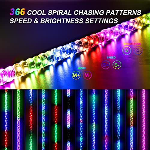 Ehaho 2 Pack 6FT Whip Lights with Spring Base,LED Whip Light with App & Remote Control,Spiral RGB Chasing Lighted Whips with Rocker Switch,Music Whip Light for UTV ATV Polaris RZR Can-Am SXS Truck - size: 6FT / (Pack of 2)