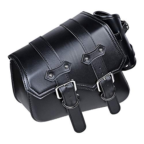 Motorcycle Black Left Side Solo Swing Arm Bag Saddlebag Compatible with Harley Sportster XL 883 1200 48 72 - size: Left Side with Side Storage