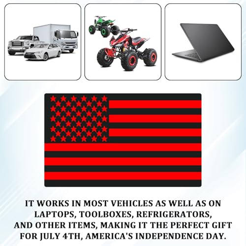 American Flag Emblem Car Decals, 3D Acrylic USA Patriotic Military Flag Sticker Reflective Stripes, Left & Right Raised Decals for Car Truck SUV Jeep RV Window Bumper Motorcycle (2PCS, Black) - color: Black & Red