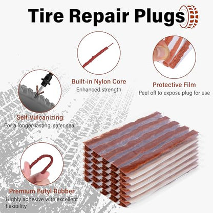 30 PCS Tire Plugs Heavy Duty, 4" X 0.24" Tire Repair Plugs, Rubber Tires Plug, Tires Repair Strings for Tubeless Puncture Car, RV, SUV, ATV, Motorcycle, Truck,Tractor (Brown) - color: brown
