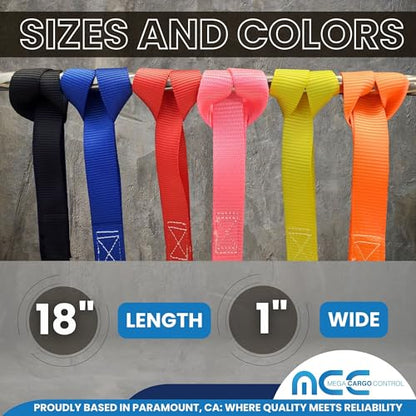 Mega Cargo Control 1" Blue Soft Tie Loops, 4 Pack UTV Offroad & Motorcycle Handlebar Tie Downs - 2400 LBS Break Strength - color: Blue (4 - Pack), size: Soft Tie Loops
