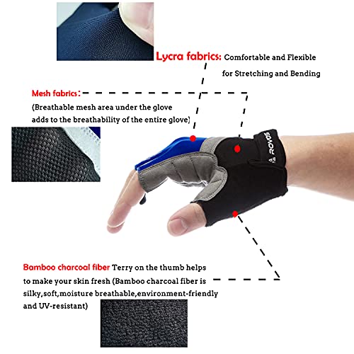 Men & Women Cycling Gloves - 5mm Padded Half Finger Breathable Mountain & Road Biking Gloves - color: Deep Blue, size: Small